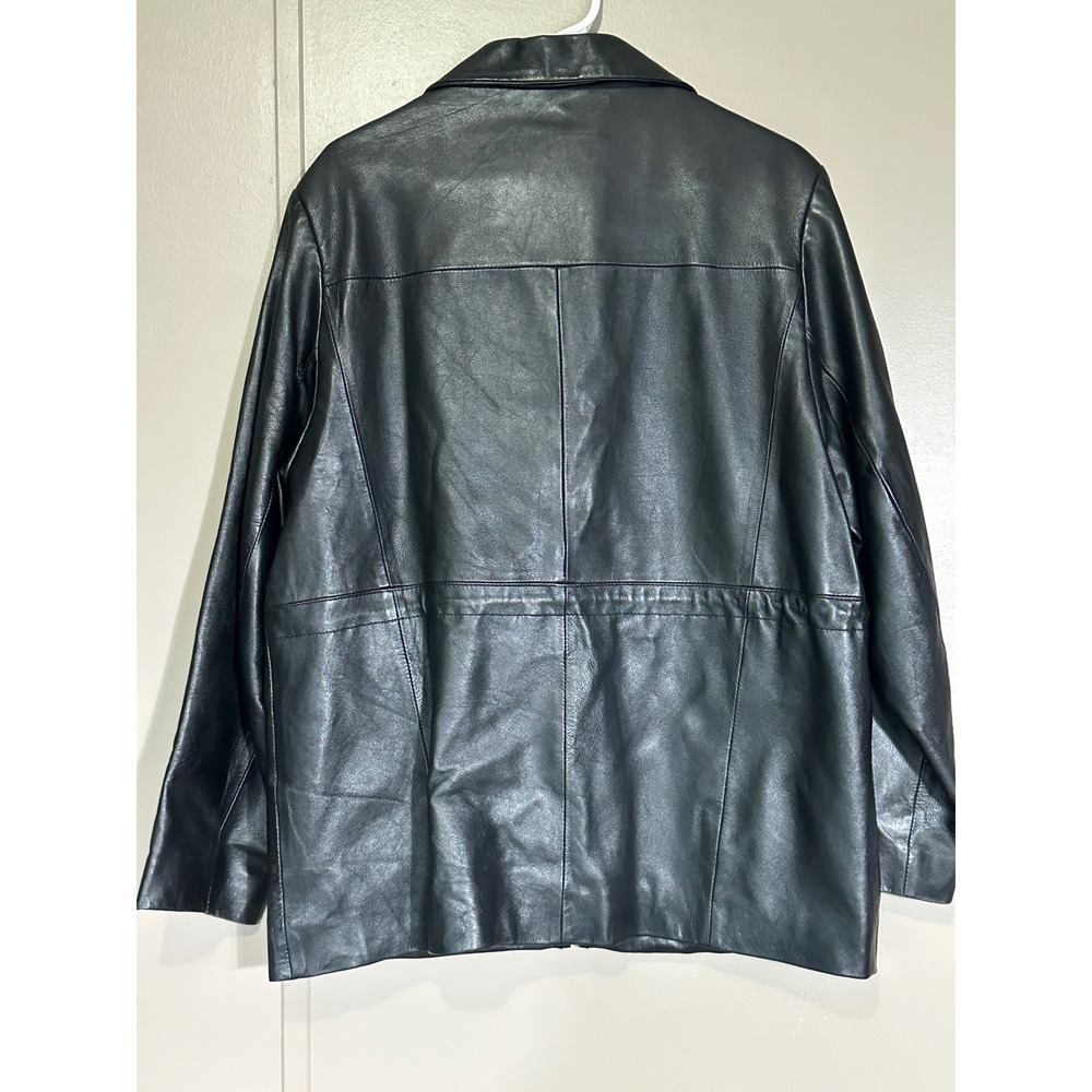 Vintage KC Collections Womens Black Leather Jacket Zip Collar Style Outerwear - Picture 4 of 9